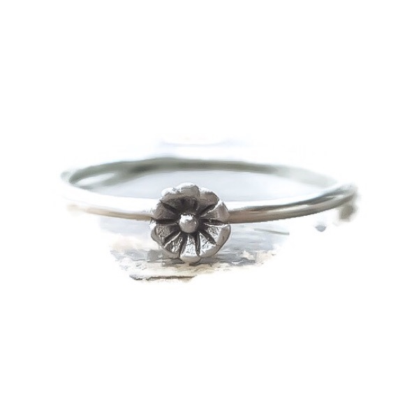 (2-13) Pretty 925 Sterling Silver Tiny 5mm Cupped Flower Stackable/Stacking Ring - Picture 6 of 9